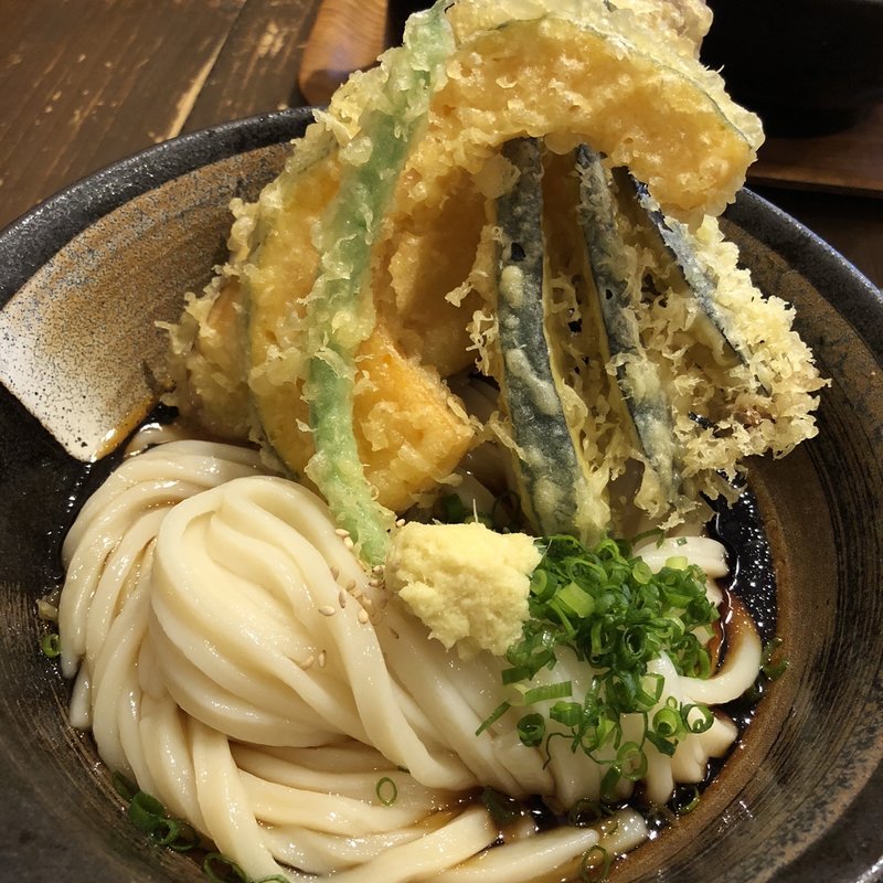 なすとかぼちゃの天ぷらぶっかけ(うどん屋 きすけ )