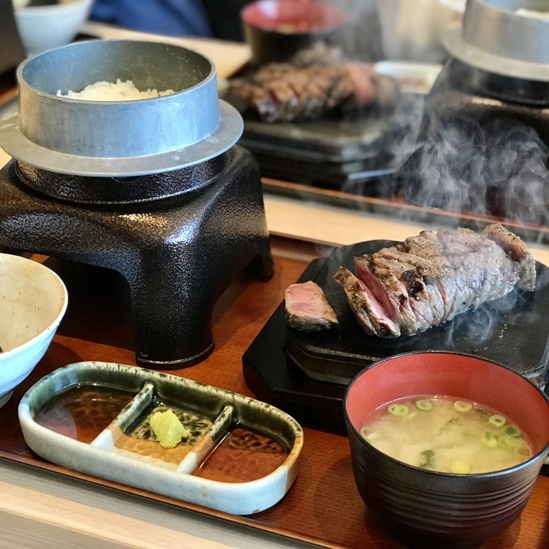 牛ミスジステーキ定食(ステーキの店吉備)
