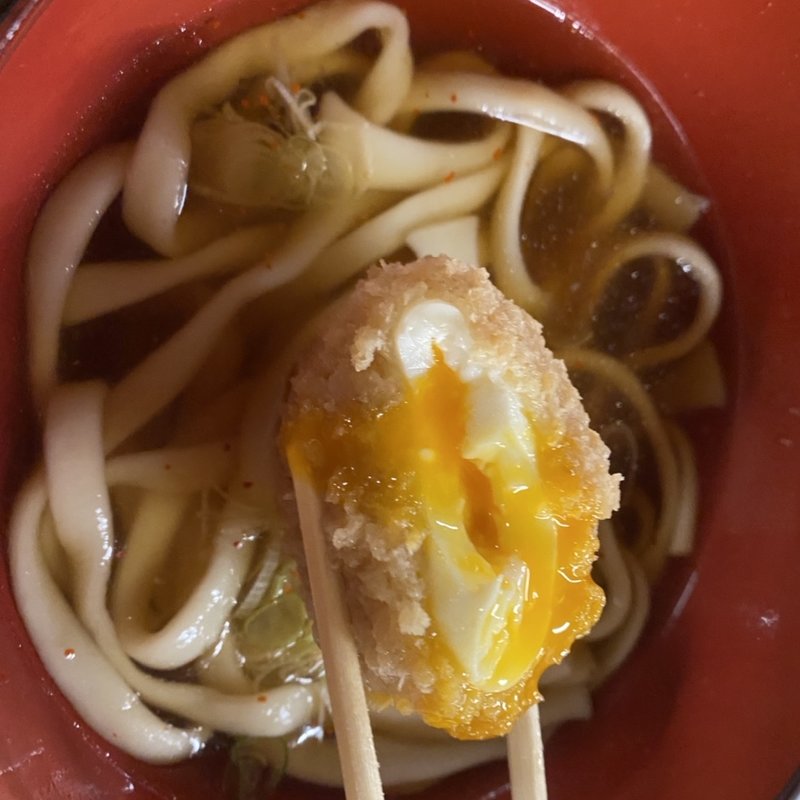 かけうどんと温玉揚げ(ほったらかし温泉 )