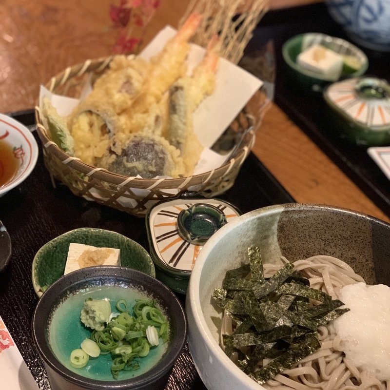 祖谷そば天ぷら山かけぶっかけ(祖谷そば もみじ亭 （いやそば もみじてい）)