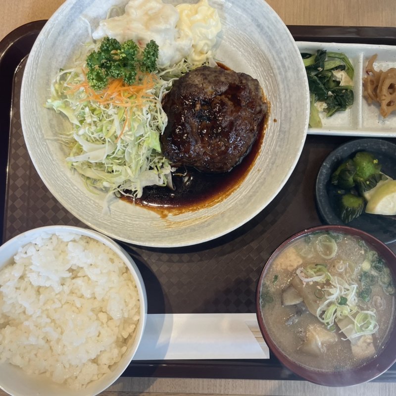 手ごねハンバーグ定食(酒と飯　たまる食堂)