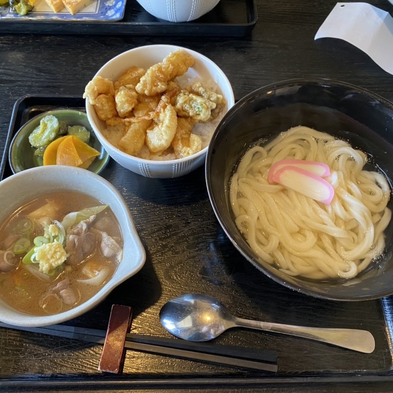 かも汁つけめんセット(手打ちうどん　おけさ )