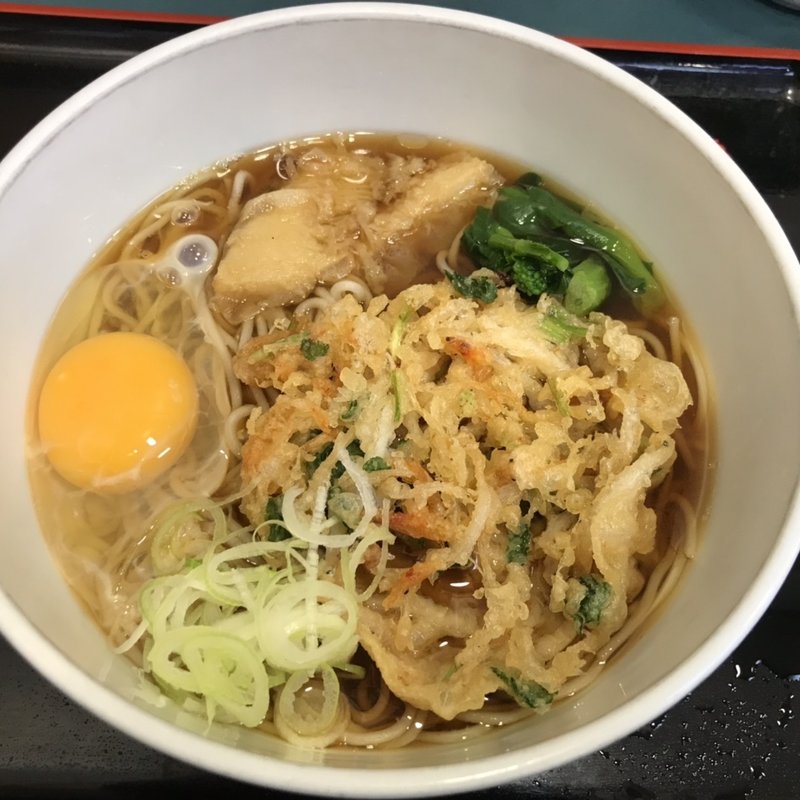 桜えびと白魚のかき揚げ月見そば(小諸そば 桜橋店)