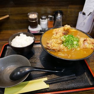 鶏天カレーうどん(極楽うどん Ah-麺)