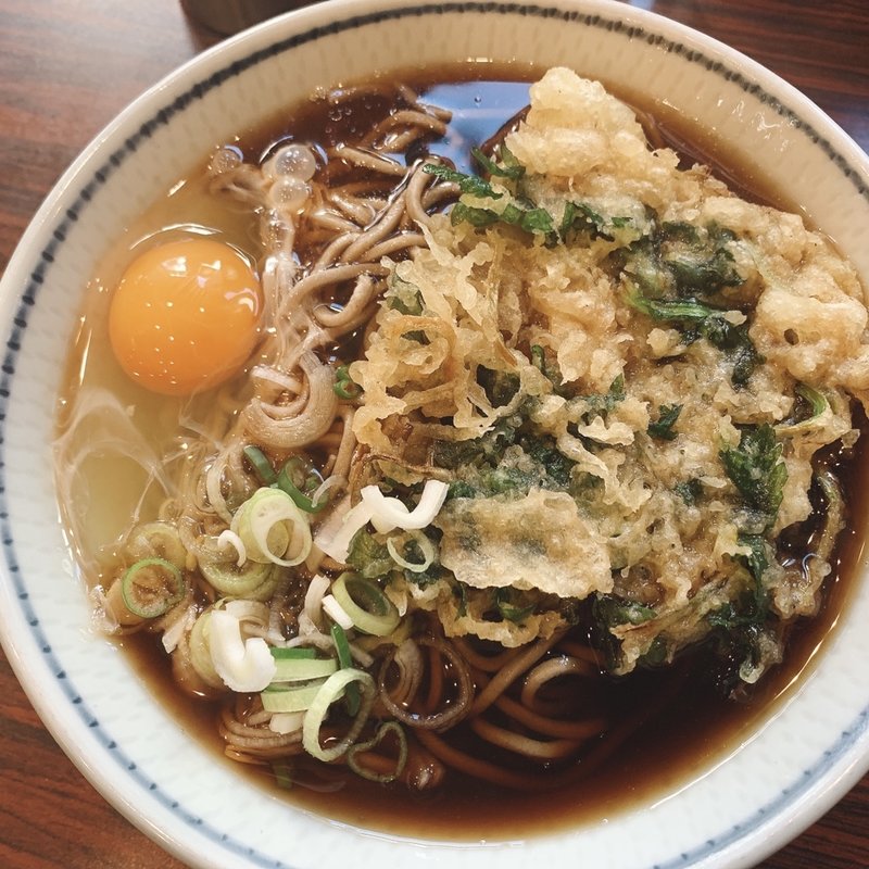 月見そば、春菊天(雪国 )