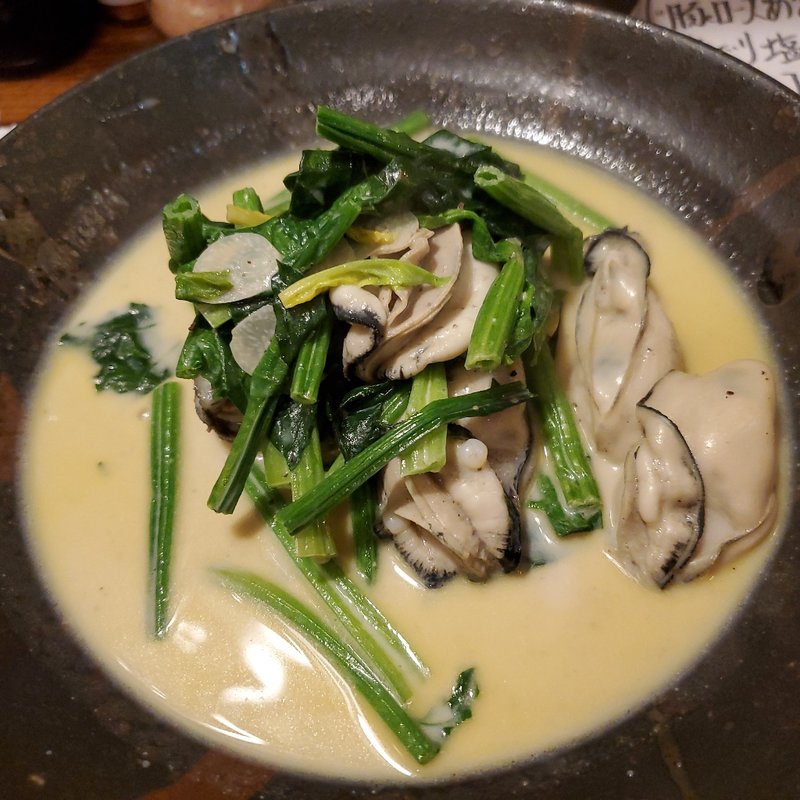 牡蠣とホーレンソウのバター炒め(とんかつ光助)