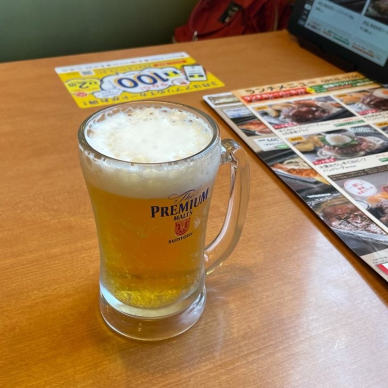 ハッピーアワー生ビールジョッキプレミアムモルツ樽生(ステーキガスト 栄鍛冶ヶ谷店)