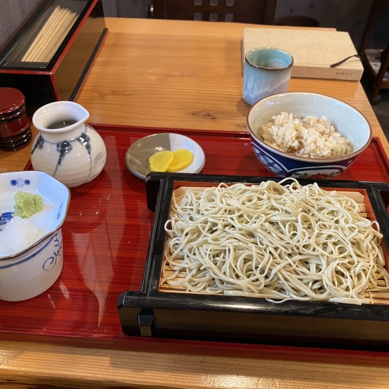 ざる蕎麦とかしわご飯(手打ち蕎麦　㐂)