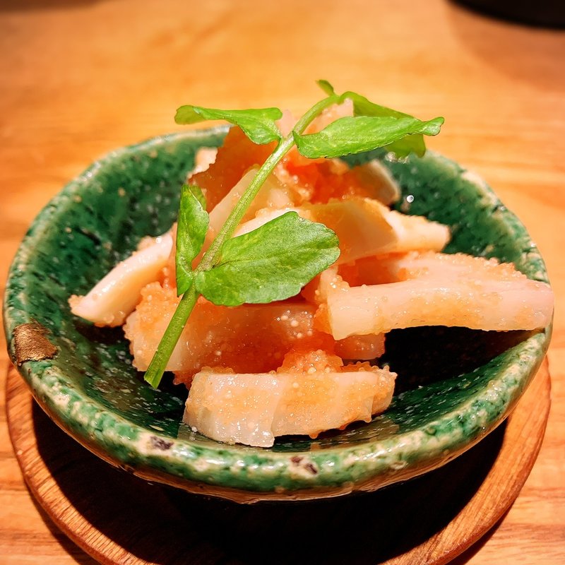 れんこんと剣いか明太子和え(高太郎 （こうたろう）)