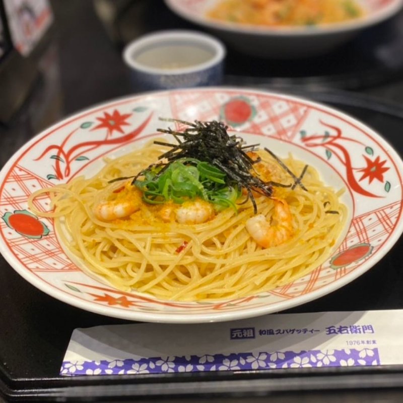 紅ズワイガニと海老と本からすみのアーリオオーリオペペロンチーノ(洋麺屋五右衛門 イオンモール京都桂川店)