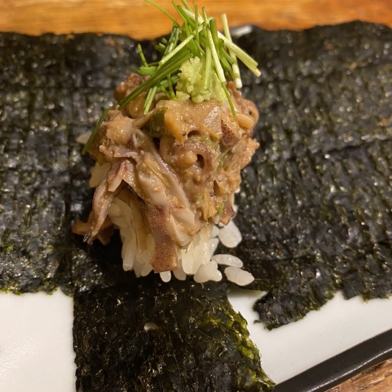 ホタルイカのなめろう寿司(立呑み とだか)