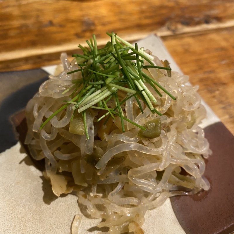 しらたきとザーサイのペペロンチーノ(立呑み とだか)