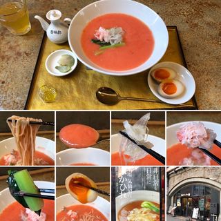 特選カニ卵ふかひれあんかけ麺　煮玉子(FUKAHIRE fin-fin（フィンフィン）JR新橋駅店)