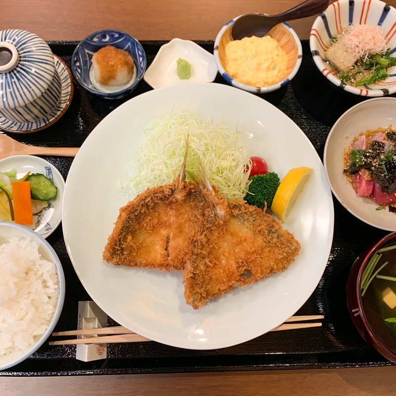 上アジフライ膳(田中田式 海鮮食堂 魚忠 西麻布店)