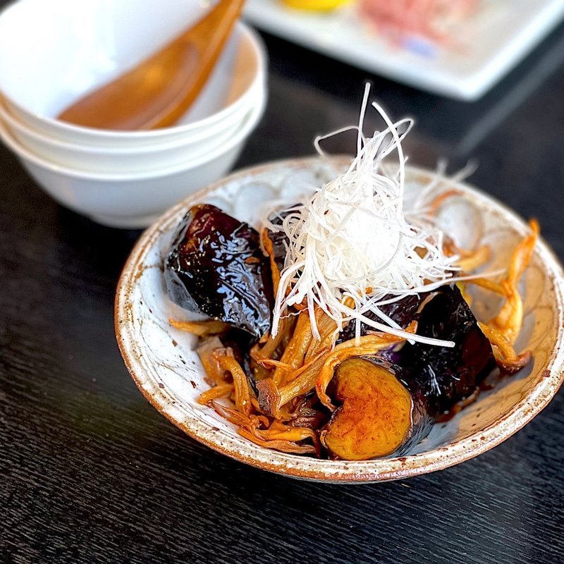 揚げ茄子としめじ(せきれい橋 川上庵 )