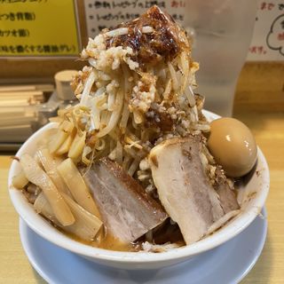 みそラーメン小、メンマ、野菜増し、カツオバカ増し、カラメちょい増し(笑福○わ)