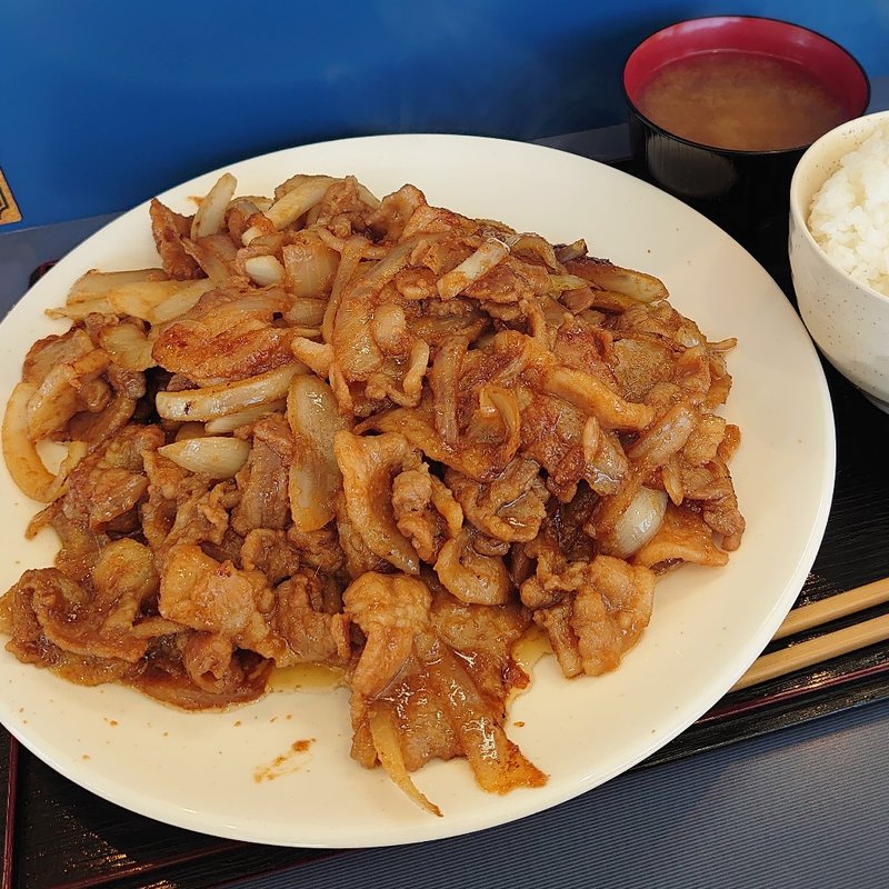 生姜焼き定食 大盛り(メガ盛り食堂 魂盛亭)