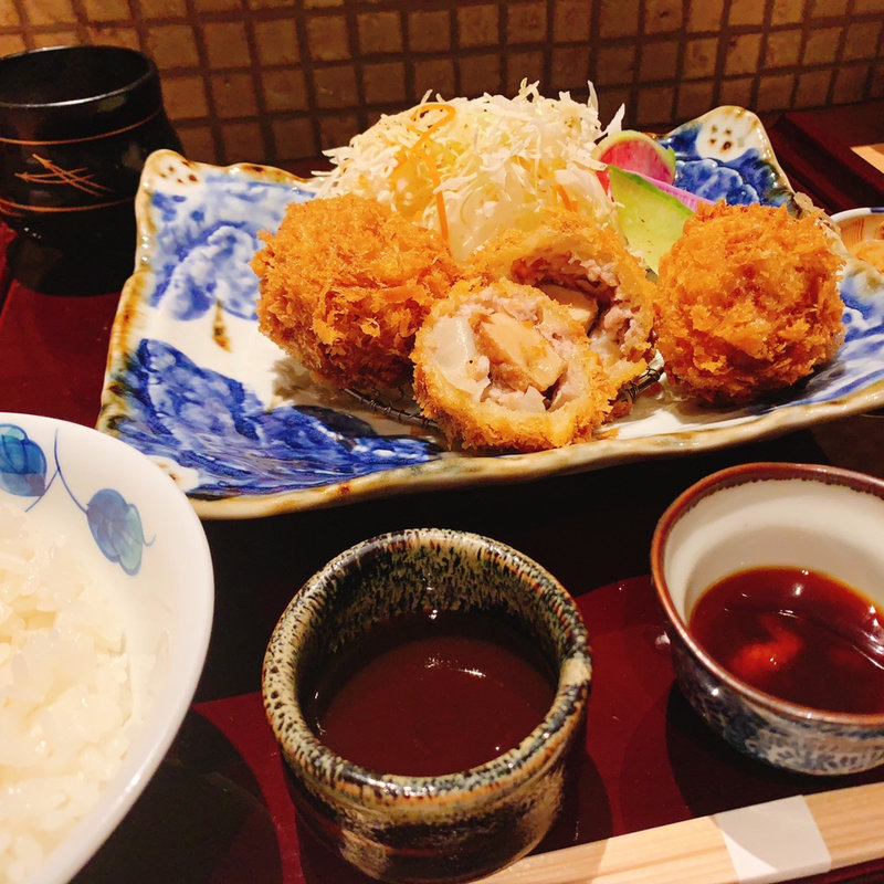 フォアグラミンチカツ定食(北新地 串揚げ かな山)