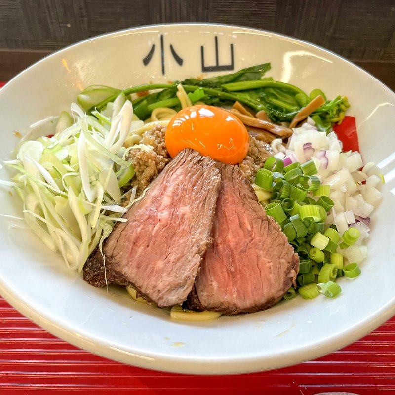 鶏ひき肉と牛ハラミの那須高原和牛油そば~春の菜の花version~(竹末道の駅本陣)