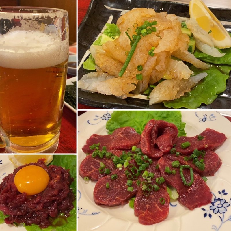 馬刺し&クラゲ刺し&桜ユッケ(清香苑 )