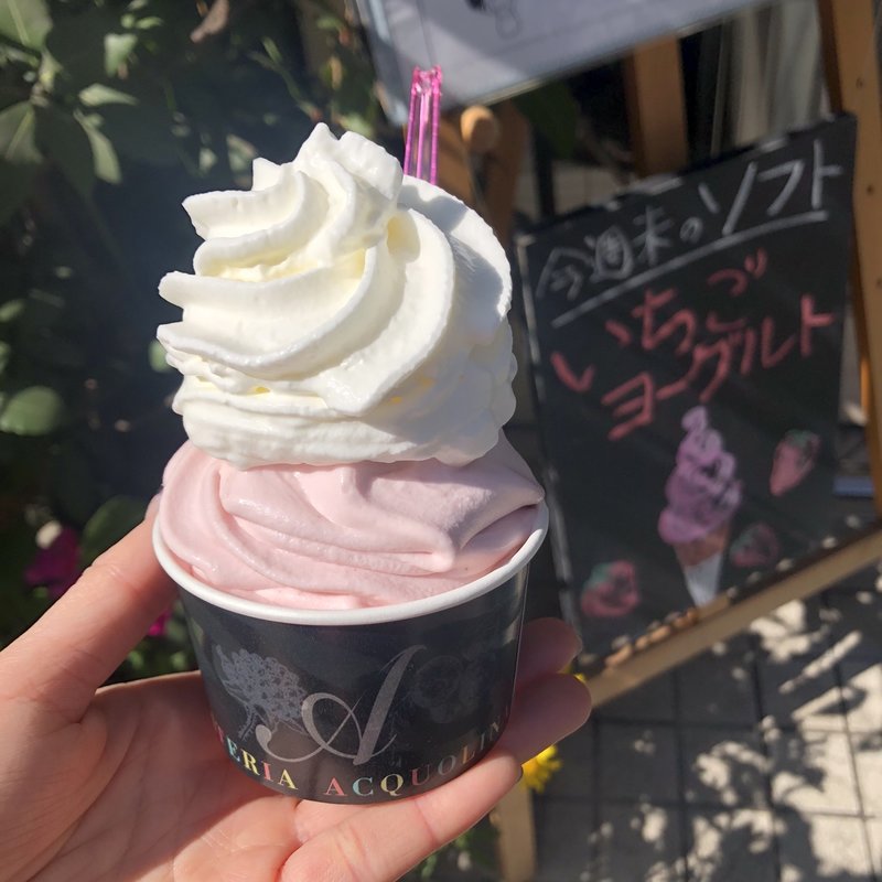 いちごヨーグルトジェラートソフトクリーム パンナのせ(ジェラテリアアクオリーナ （GELATERIA ACQUOLINA）)