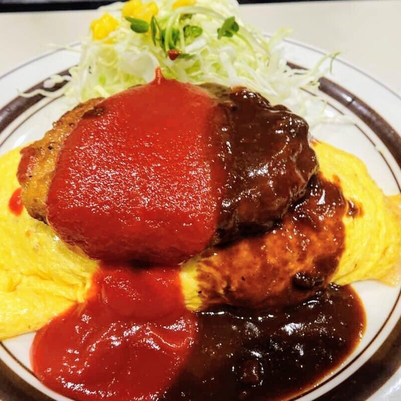 オムカレーセット（自家製手ごねハンバーグのせ）(キッチンABC 西池袋店)