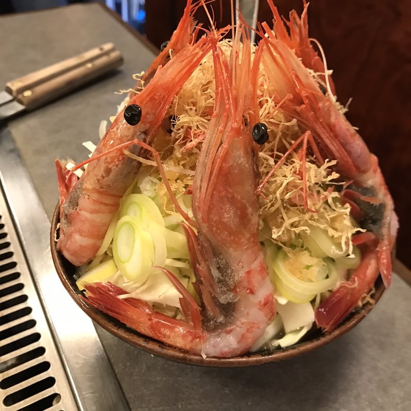 ネギ甘えびもんじゃ(もんじゃ 来る実 )