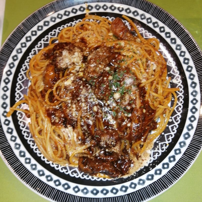 サーロインサイコロステーキと牛タンシチューの贅沢ボロネーゼ(パステルイタリアーナ 高崎店 )