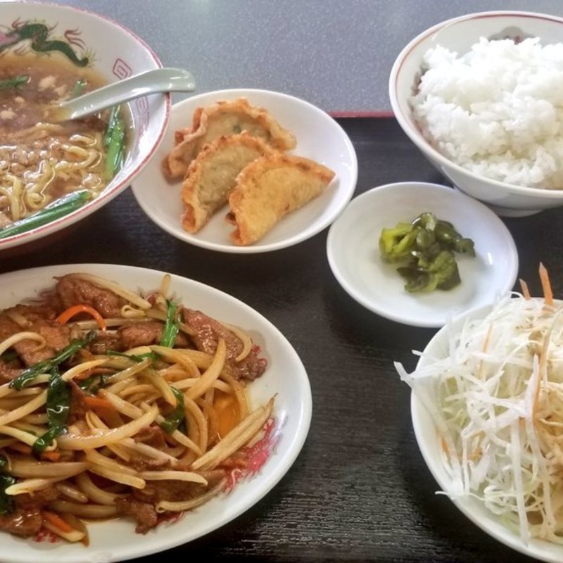 ニラレバ定食(ご飯お代り自由)　台湾ラーメン又は杏仁豆腐付(選択)(盛華 彌富店 （セイカ）)