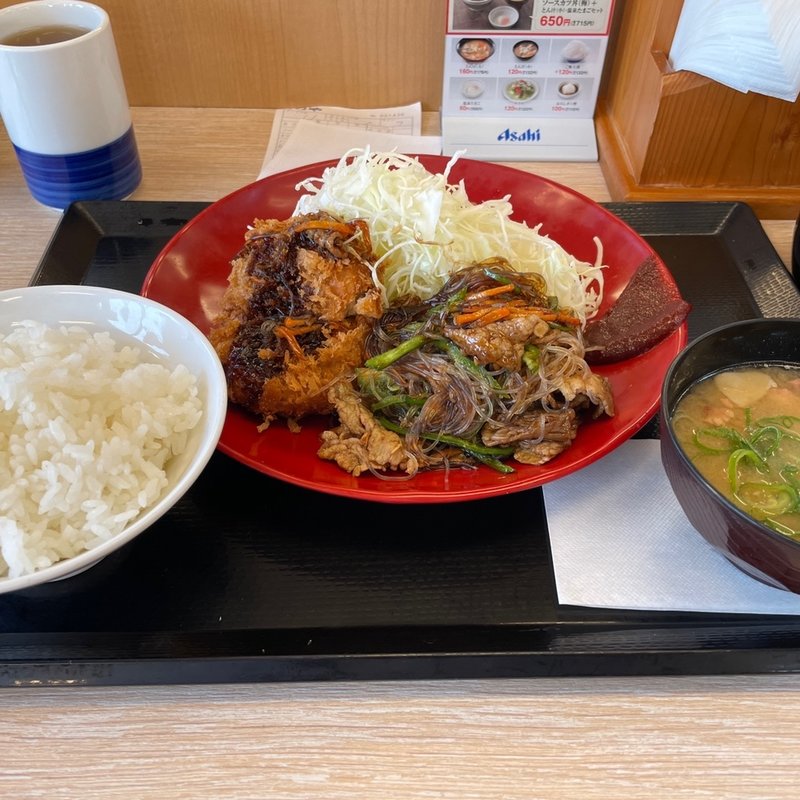 プルコギとメンチカツの合盛り定食(かつや 宇都宮インターパーク店 )