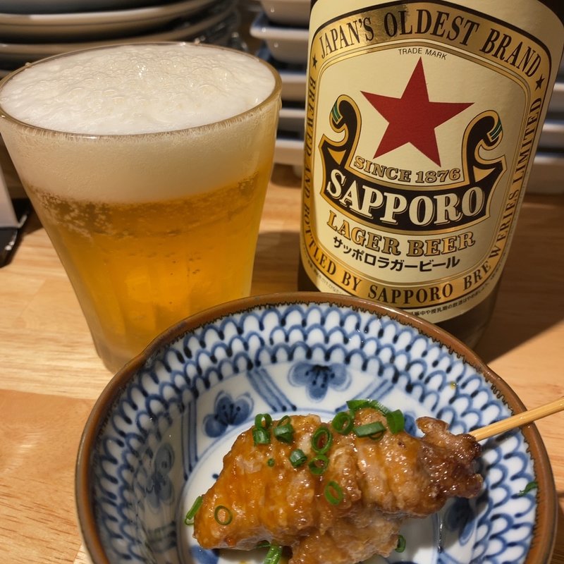 赤星とお通しのマグロの串カツ(食堂うなり　小伝馬町店)