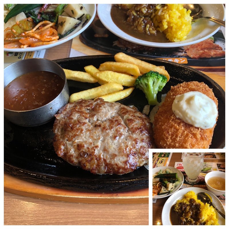 手ごねハンバーグ&カニコロ・ランチフルセット(ビッグボーイ 太宰府店)