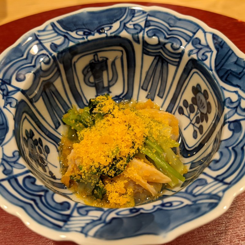 三つ葉、北海道産大あさりのお浸し(旬恵庵 あら垣)