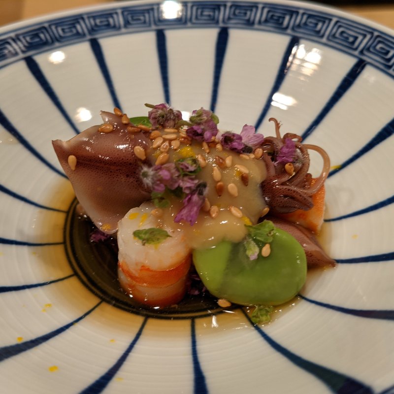 ホタルイカ、穴子、車海老三杯酢(旬恵庵 あら垣)