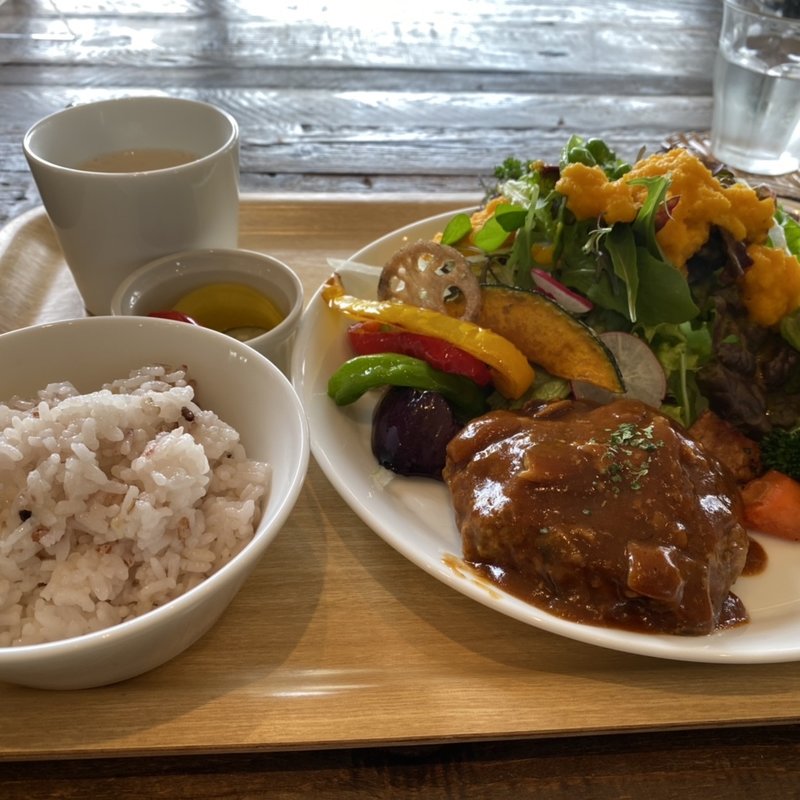 手作りデミハンバーグランチ(南山城学園オープンカフェぷちぽんと)