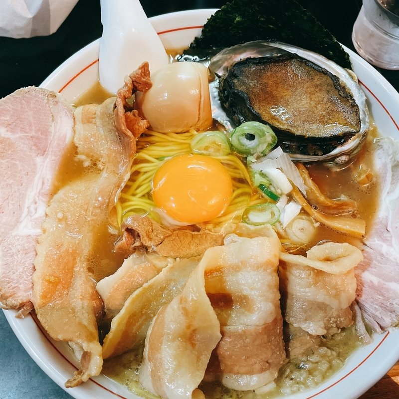 スペシャル大盛り、つけ玉、鮑乗せ(一条流がんこ総本家分家荒木町)