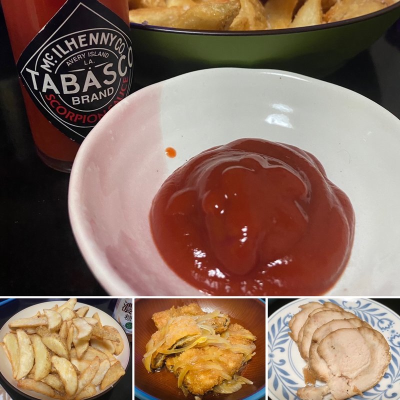 ポテトフライ&いわし南蛮漬け&鶏チャーシュー(自宅)