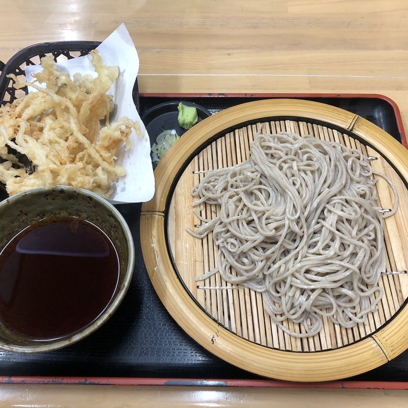 えのき天そば(冷)(蕎麦こばやし)