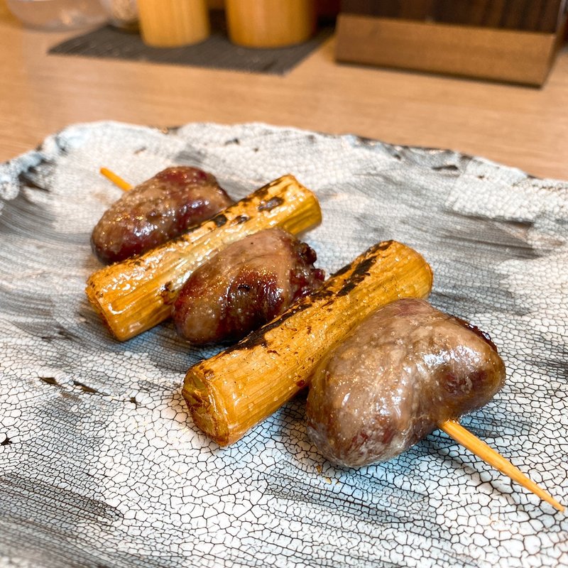 鴨ハツねぎま串(手打ちそばカフェ お)