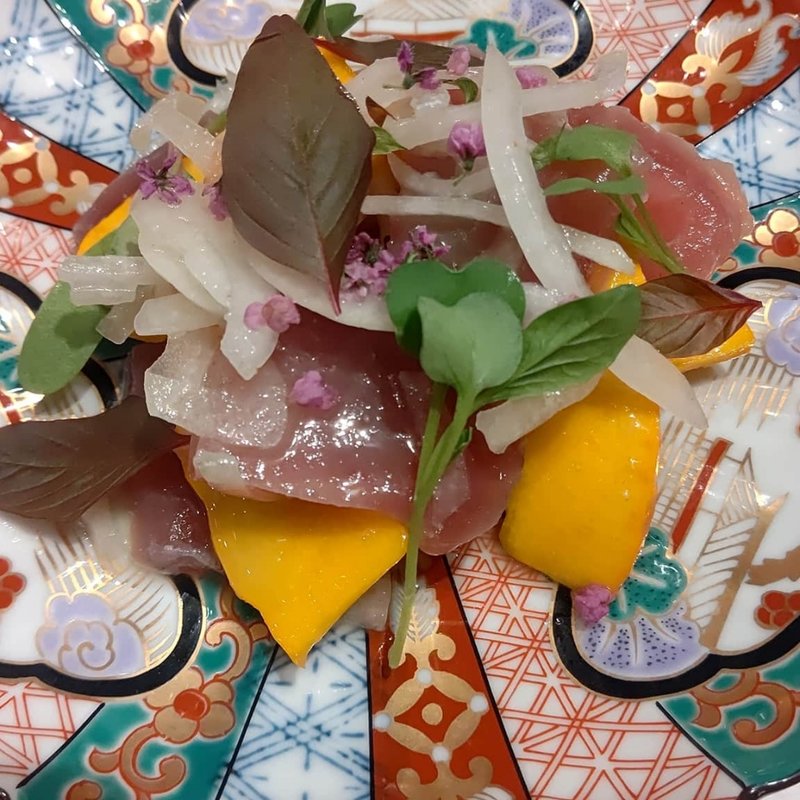 諸島鮮魚のシンプルマリネ(和食器フレンチ Komorebi 練馬区 上石神井店)