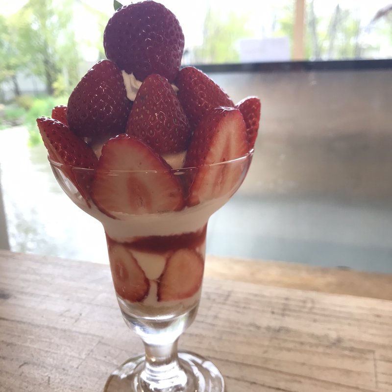 イチゴのパフェ(葡萄屋コウフ ハナテラスカフェ)