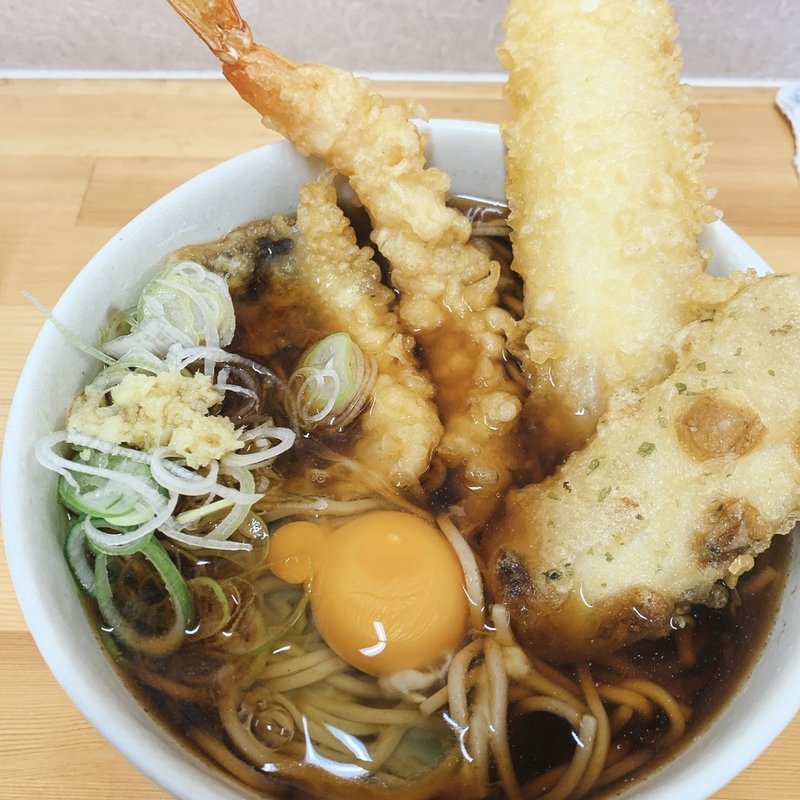 玉子そば　天ぷら3種もり(鶏だし そば うどん 三丁目 立)