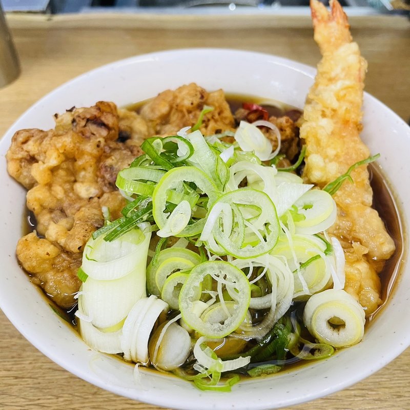 ハイパージャンボゲソ天&大海老天そば(一由そば )