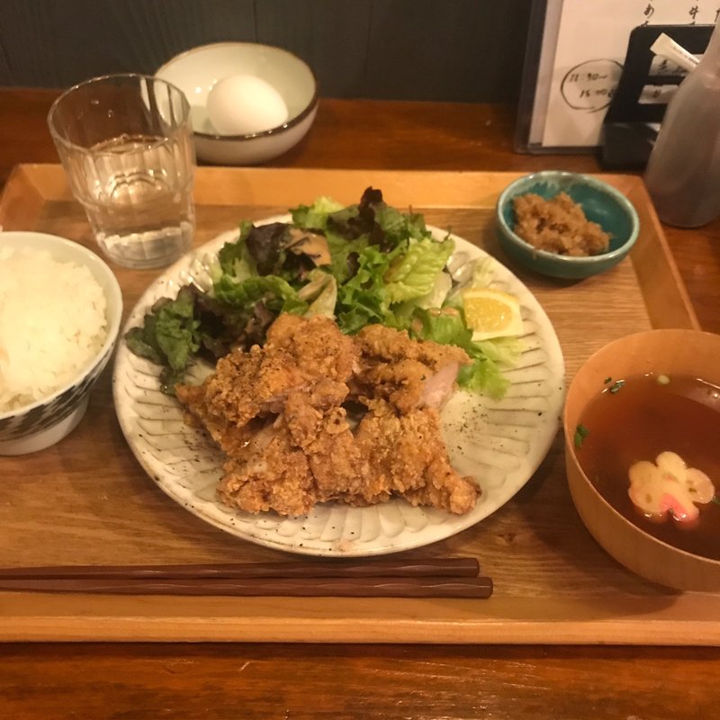 竜田揚げ定食(あさり食堂)