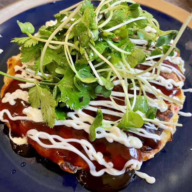 納豆と天かすのお好み焼き(三角醉)