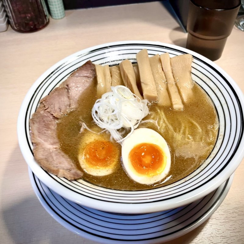超煮干し味玉らぁうめん+メンマトッピング(猫トラ亭)