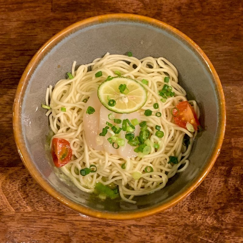 限定　帆立とハニーバジル合え麺(海老丸らーめん)