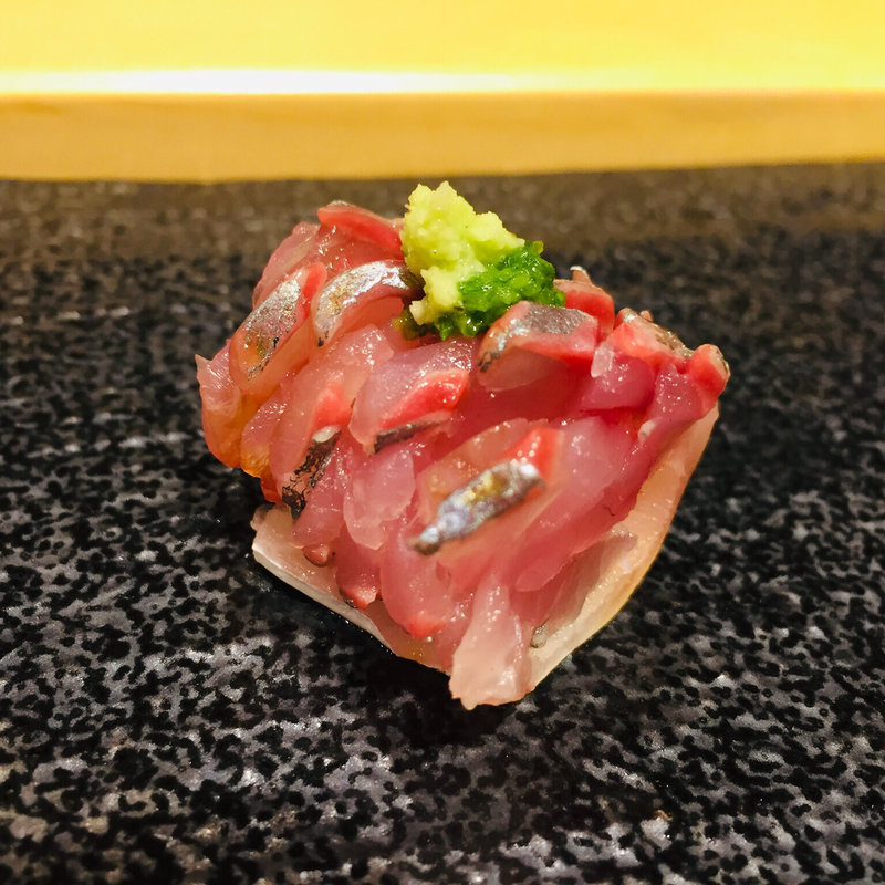 熊本産真鯵のお造り(鮨一)