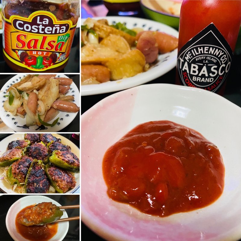 ジャーマンポテト&ピーマン肉詰め(自宅)