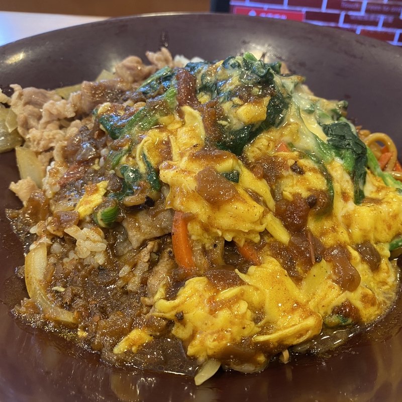 やきそば牛丼オムカレーMIX(すき家 岩本町三丁目店 )